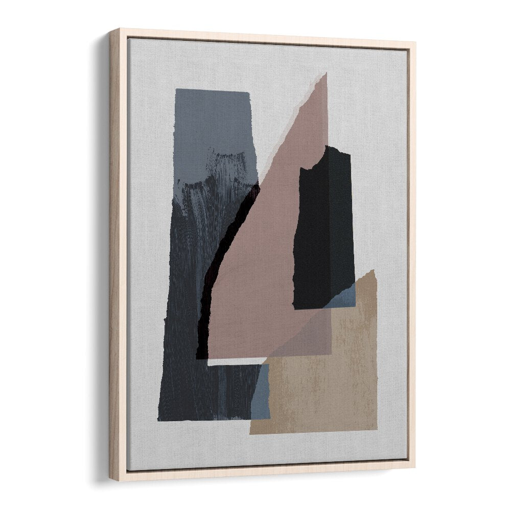 Pieces II By Mareike Bohmer Abstract Art Abstract Paintings in Oak Wood Floater Frame