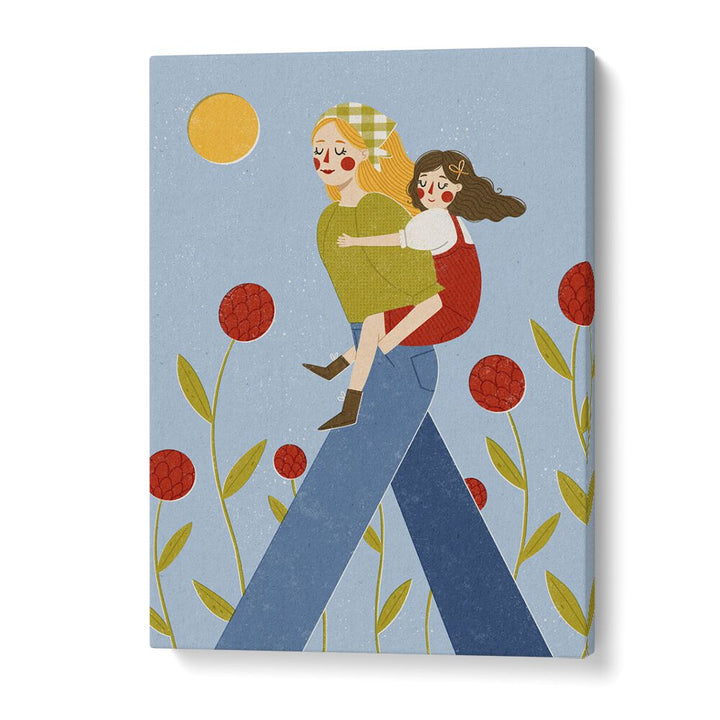 Piggy Back by Julia Leister Kids Paintings in Gallery Wrap