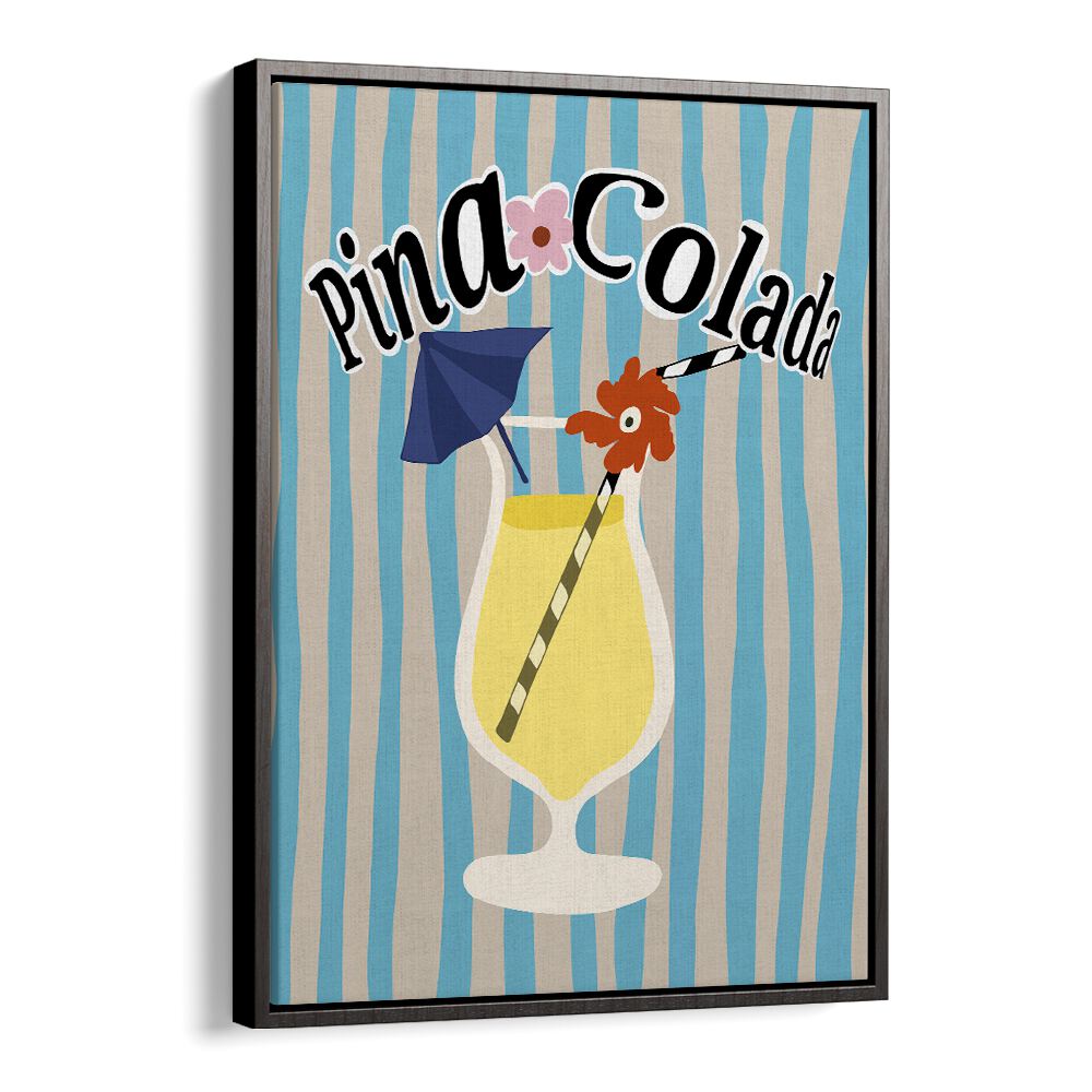 Pina Colada by Miho Art Studio Bar Posters Bar Art Prints in Black Floater Frame