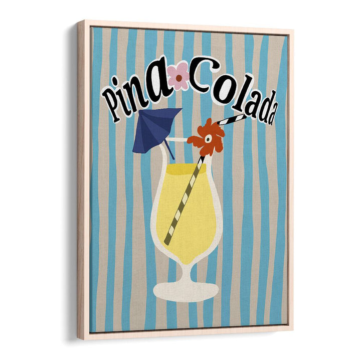 Pina Colada by Miho Art Studio Bar Posters Bar Art Prints in Oak Wood Floater Frame