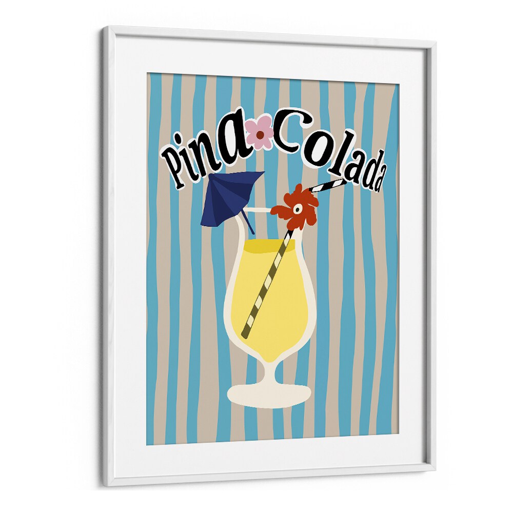 Pina Colada by Miho Art Studio Bar Posters Bar Art Prints in White Frame With Mount