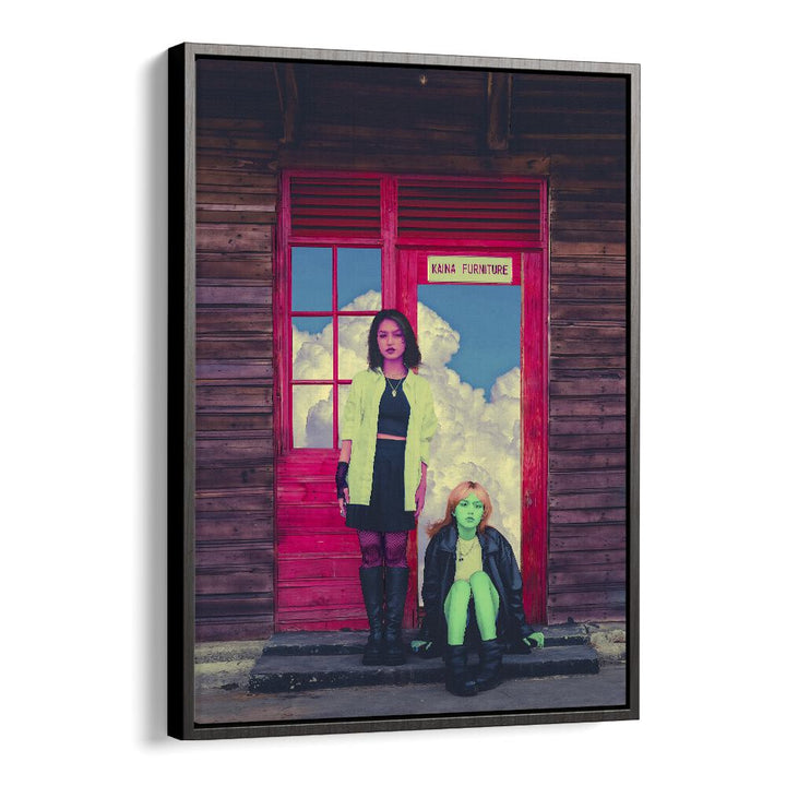 Pink And Green By Cosmo Zach Surreal Art Prints Surrealism in Black Floater Frame