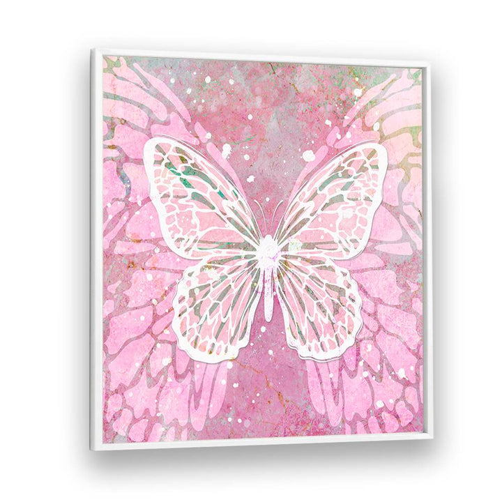 Pink Butterfly by Martina Fashion Paintings Fashion Posters in White Plain Frame