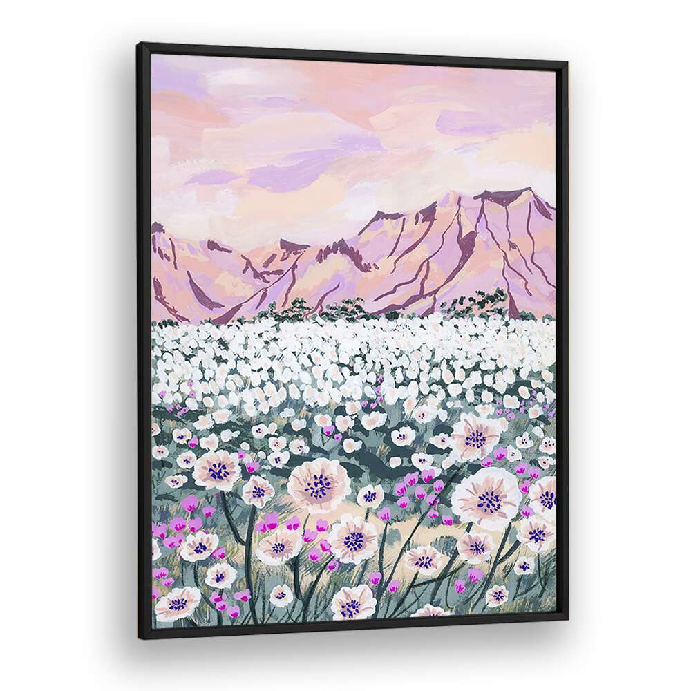 Pink Desert By Sarah Gesek Landscape Art Prints in Black Plain Frame