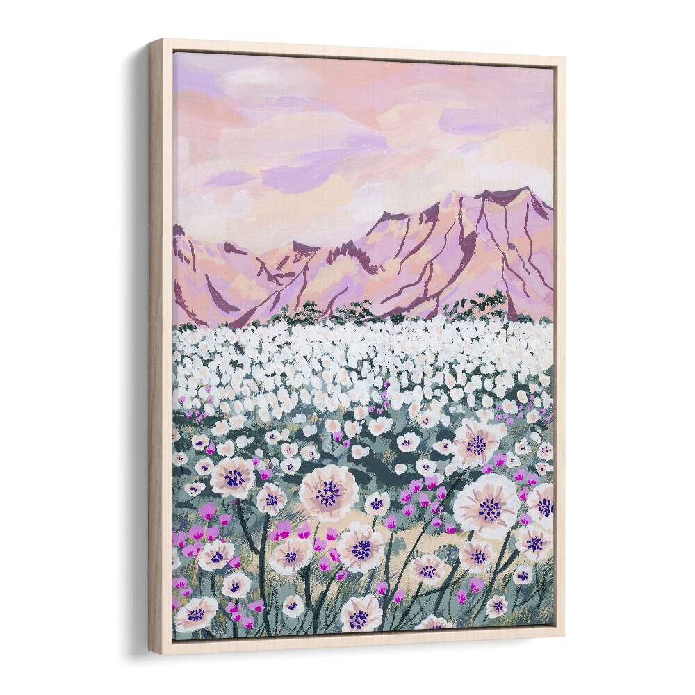 Pink Desert By Sarah Gesek Landscape Art Prints in Oak Wood Floater Frame