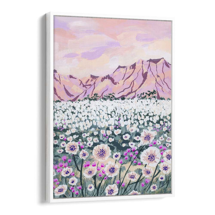 Pink Desert By Sarah Gesek Landscape Art Prints in White Floater Frame