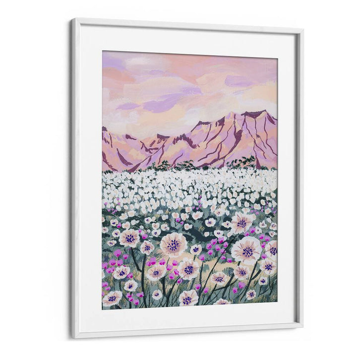 Pink Desert By Sarah Gesek Landscape Art Prints in White Frame With Mount