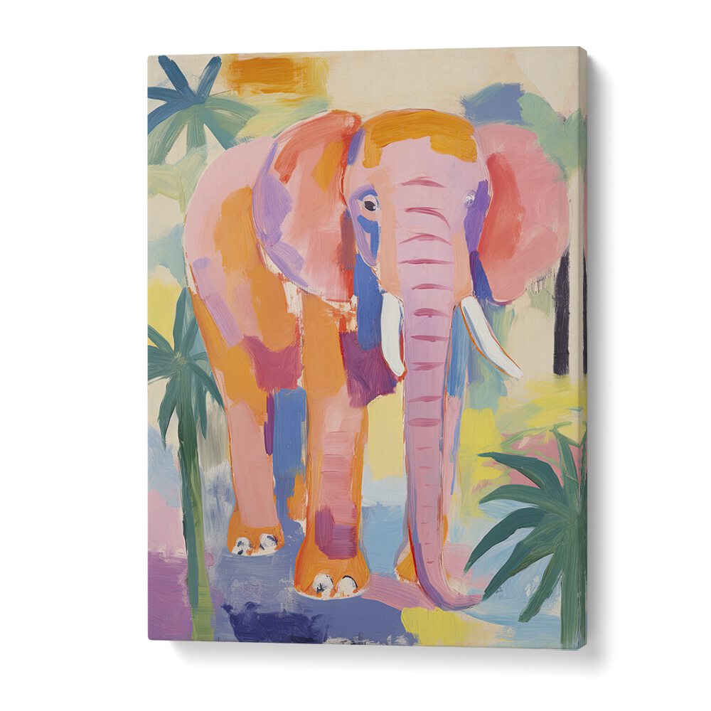 Pink Elephant  Kids Paintings in Gallery Wrap