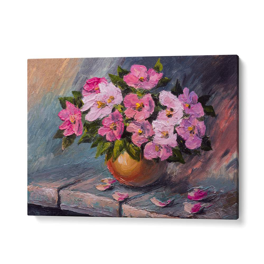 Pink Flowers Vintage European Paintings in Gallery Wrap