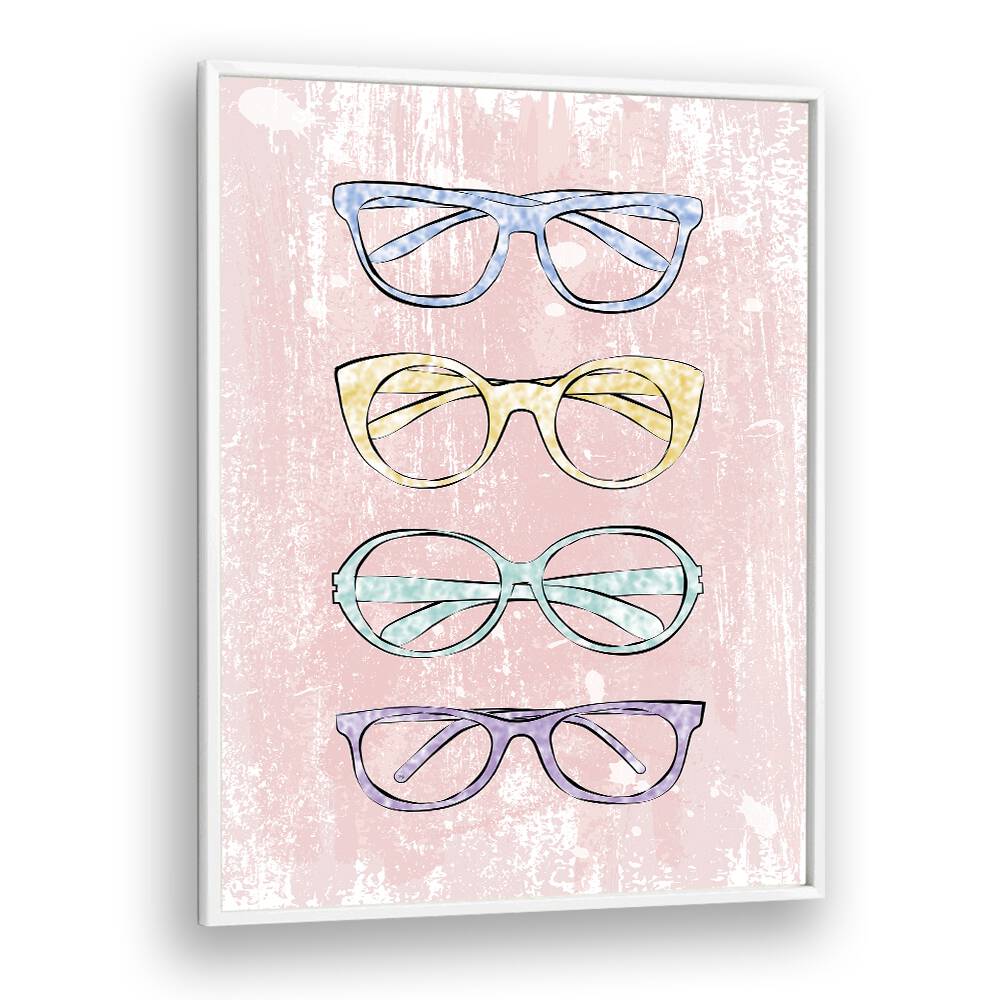 Pink Glasses by Martina Fashion Paintings Fashion Posters in White Plain Frame