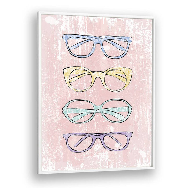 Pink Glasses by Martina Fashion Paintings Fashion Posters in White Plain Frame