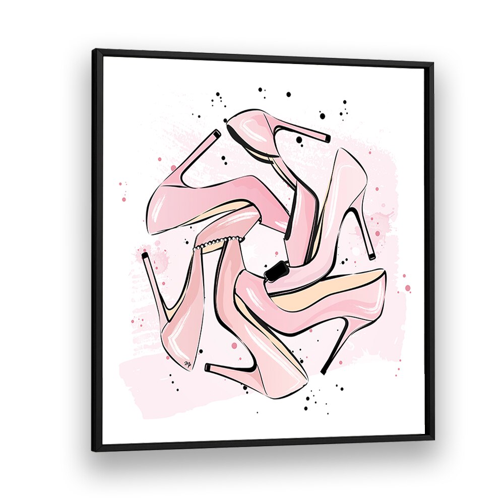 Pink Heels by Martina Fashion Paintings Fashion Posters in Black Plain Frame