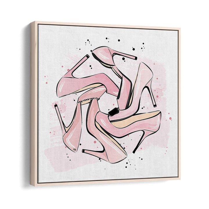 Pink Heels by Martina Fashion Paintings Fashion Posters in Oak Wood Floater Frame