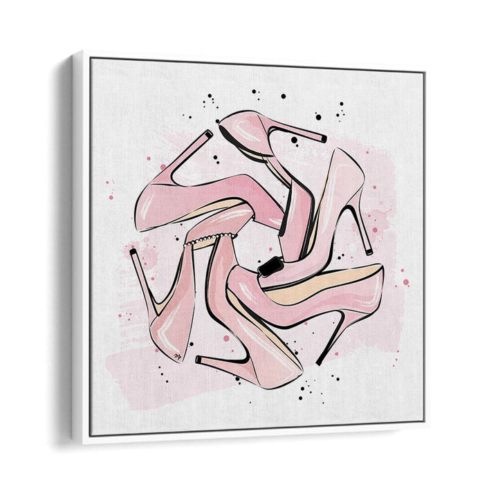 Pink Heels by Martina Fashion Paintings Fashion Posters in White Floater Frame