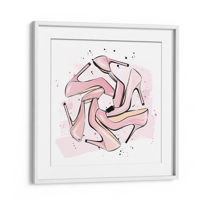 Pink Heels by Martina Fashion Paintings Fashion Posters in White Frame With Mount