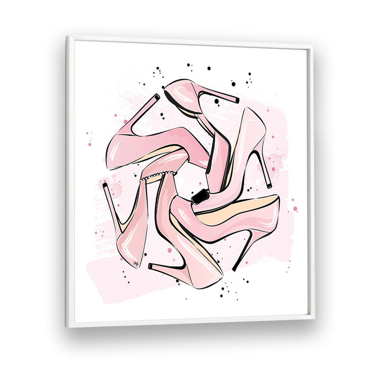 Pink Heels by Martina Fashion Paintings Fashion Posters in White Plain Frame