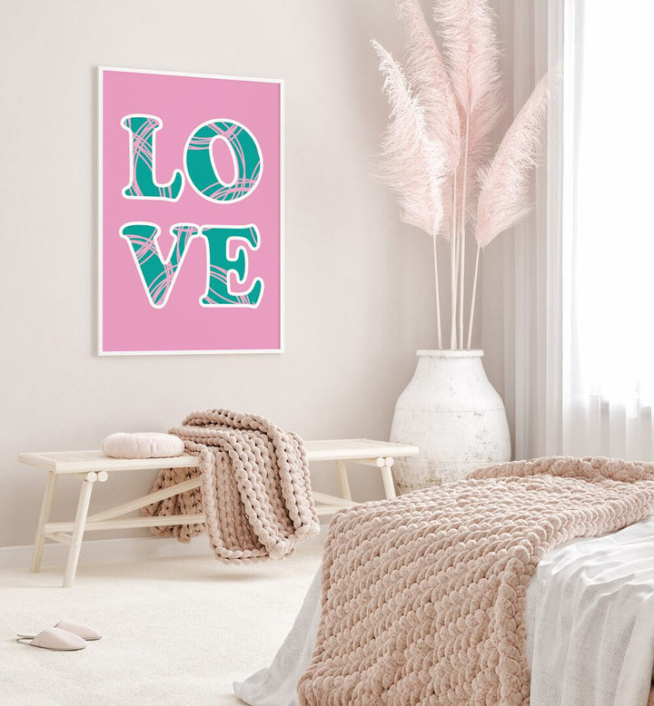 Pink Love by Martina Fashion Paintings Fashion Posters placed on wall 