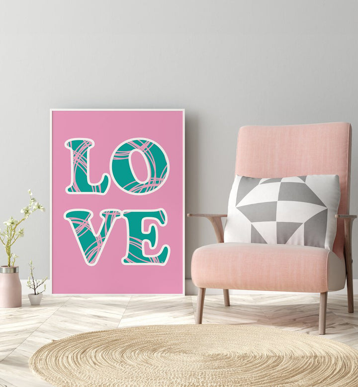 Pink Love by Martina Fashion Paintings Fashion Posters placed on wall 