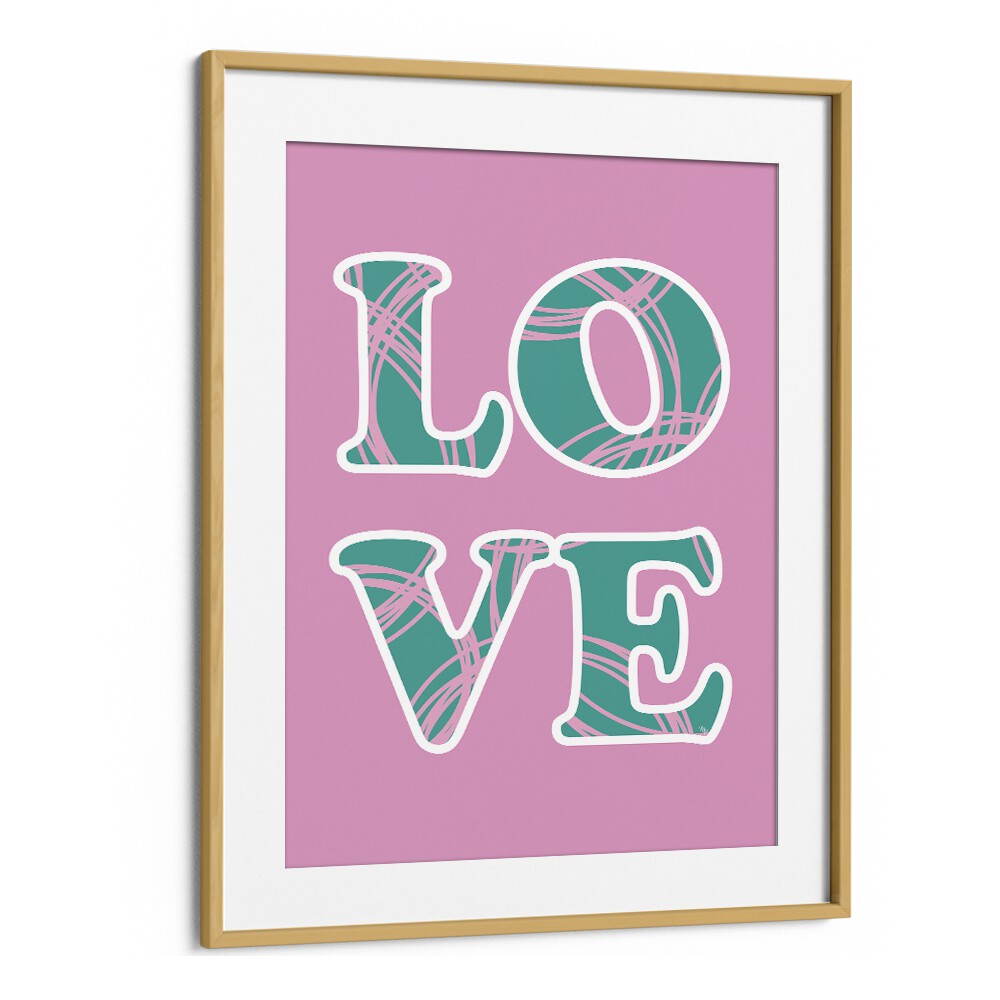 Pink Love by Martina Fashion Paintings Fashion Posters in Oak Wood Frame With Mount