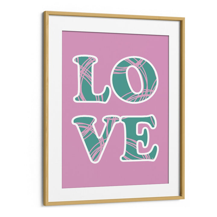 Pink Love by Martina Fashion Paintings Fashion Posters in Oak Wood Frame With Mount