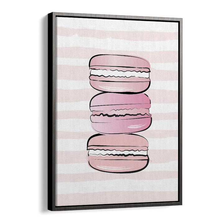 Pink Macarons by Martina Kitchen Art Prints in Black Floater Frame