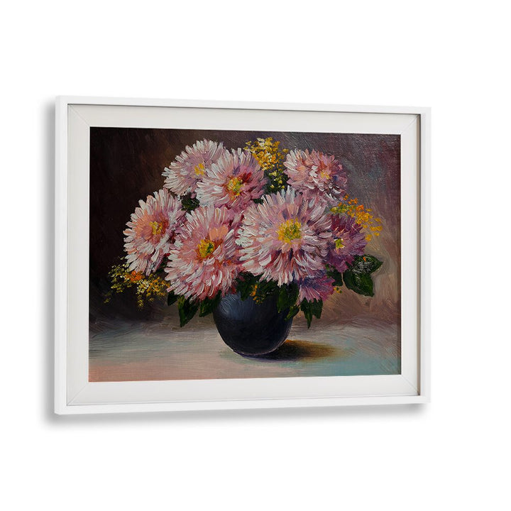 Pink Petals Vintage European Paintings in White Frame With Mount