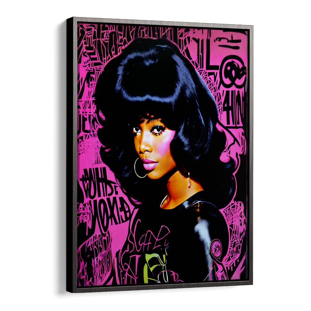 Pink Series Pop Art Paintings Pop Art Prints in Black Floater Frame