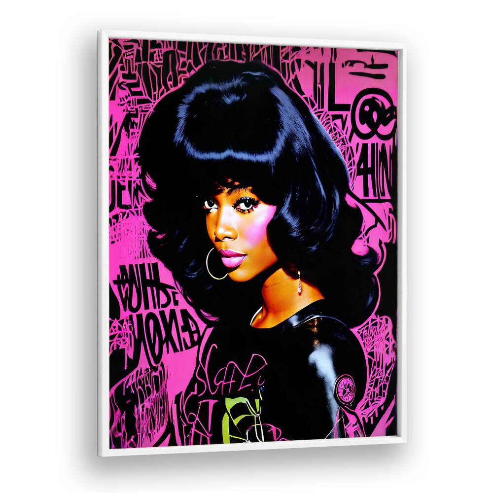 Pink Series Pop Art Paintings Pop Art Prints in White Plain Frame