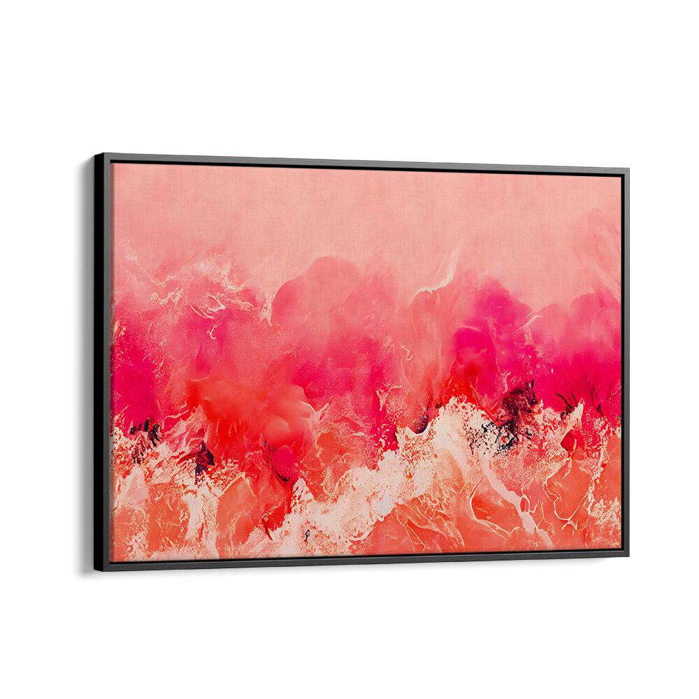 Pink Wave By Treechild Abstract Art Prints in Black Floater Frame