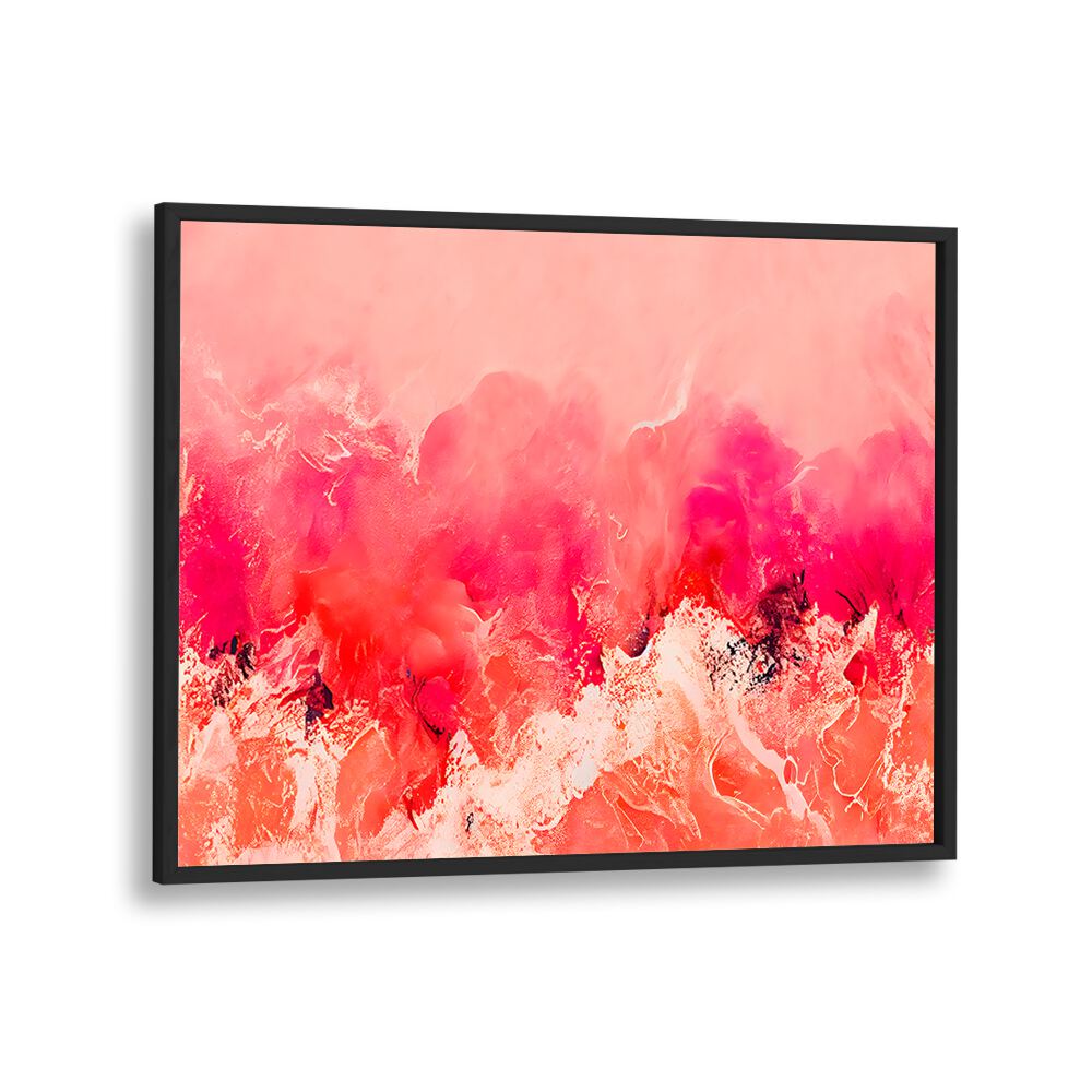 Pink Wave By Treechild Abstract Art Prints in Black Plain Frame