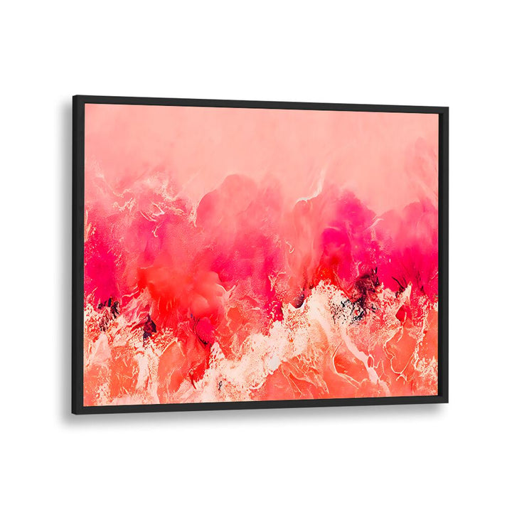 Pink Wave By Treechild Abstract Art Prints in Black Plain Frame