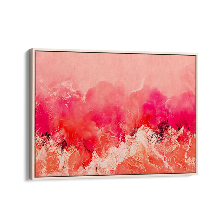 Pink Wave By Treechild Abstract Art Prints in Oak Wood Floater Frame