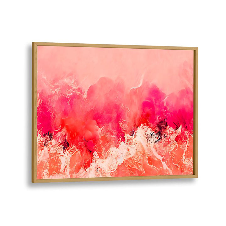 Pink Wave By Treechild Abstract Art Prints in Oak Wood Plain Frame