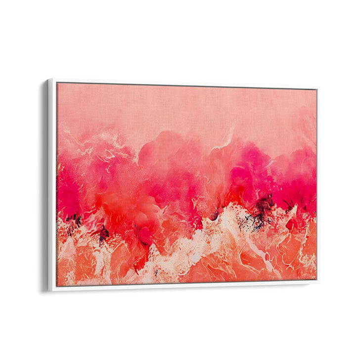 Pink Wave By Treechild Abstract Art Prints in White Floater Frame