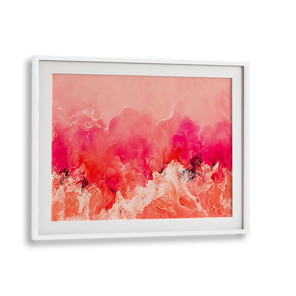 Pink Wave By Treechild Abstract Art Prints in White Frame With Mount