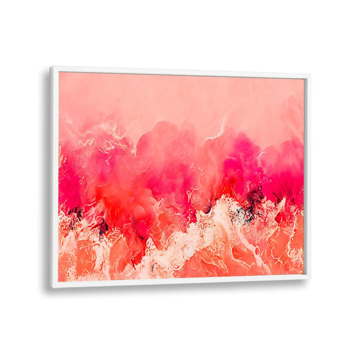 Pink Wave By Treechild Abstract Art Prints in White Plain Frame