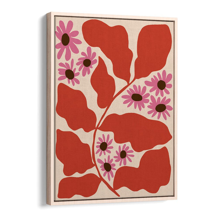 Pink and Nature by Miho Art Studio Botanical Art Prints Floral Paintings in Oak Wood Floater Frame