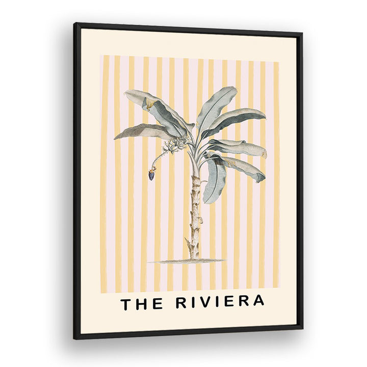 Pink and Yellow Palm Tree By Grace Digital Art Co Beach Prints in Black Plain Frame