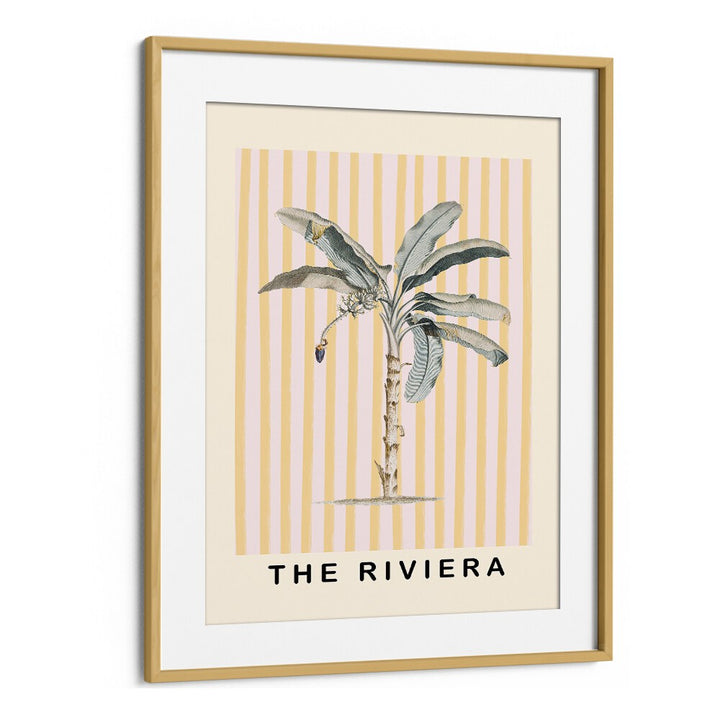 Pink and Yellow Palm Tree By Grace Digital Art Co Beach Prints in Oak Wood Frame With Mount