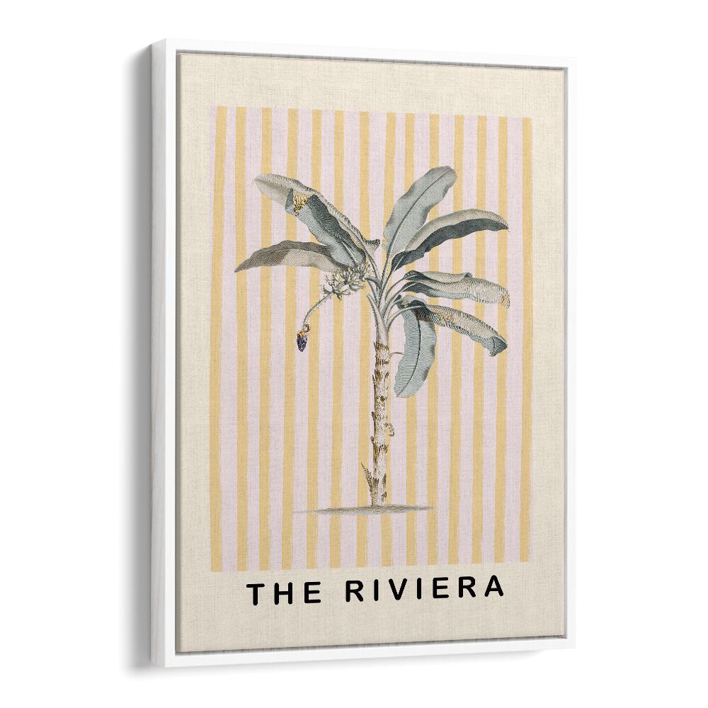 Pink and Yellow Palm Tree By Grace Digital Art Co Beach Prints in White Floater Frame