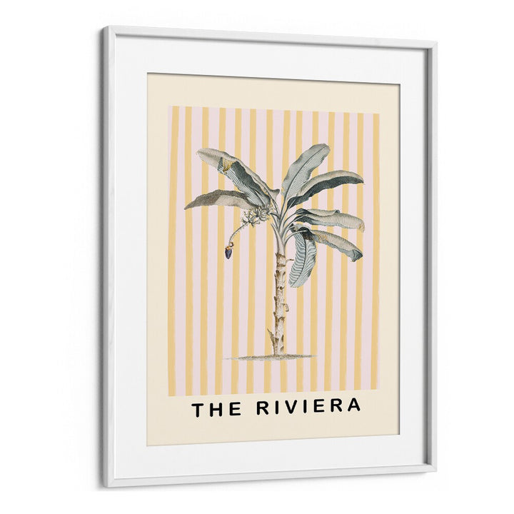 Pink and Yellow Palm Tree By Grace Digital Art Co Beach Prints in White Frame With Mount