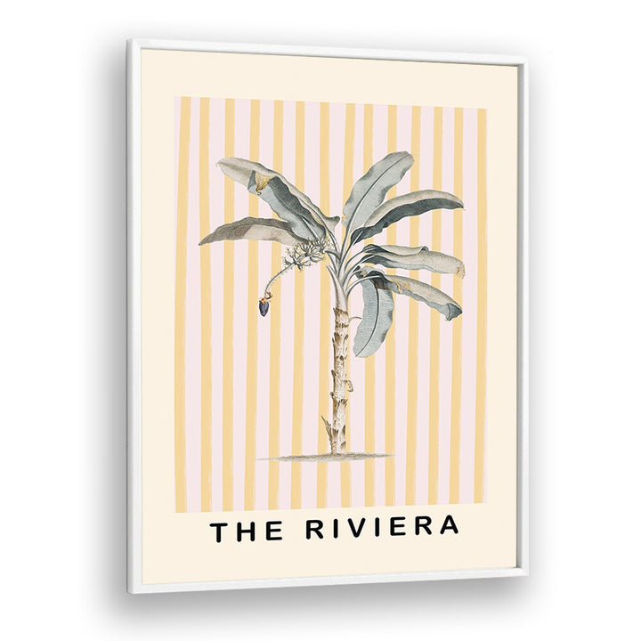 Pink and Yellow Palm Tree By Grace Digital Art Co Beach Prints in White Plain Frame