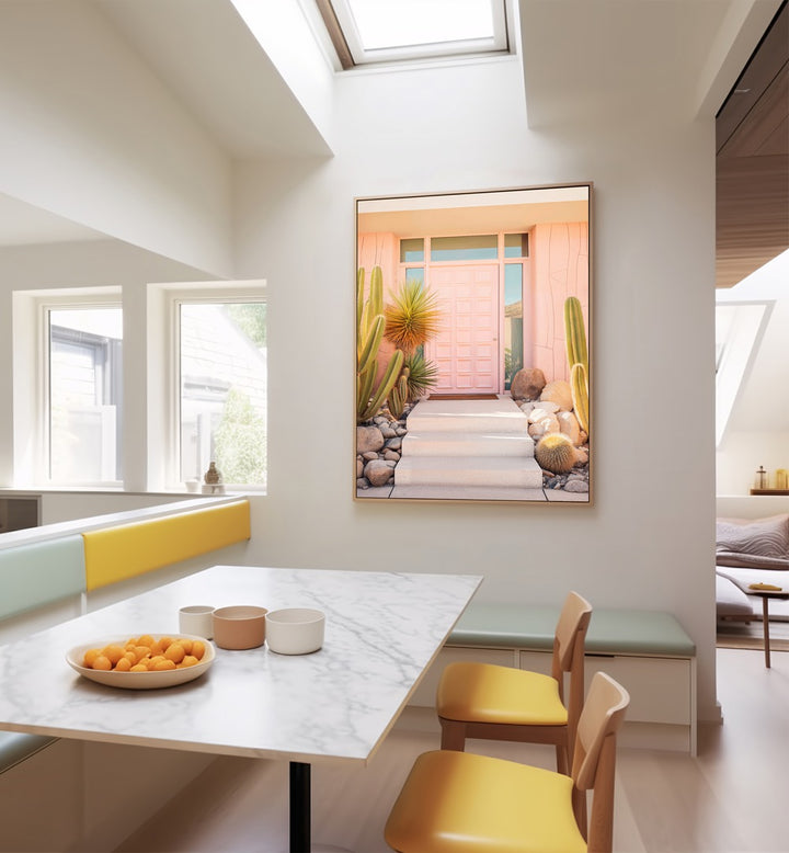 Brighten your space with the PINK MID-CENTURY, BEACH PAINTINGS by Philippe Hugonnard, showcasing vibrant design elegance.