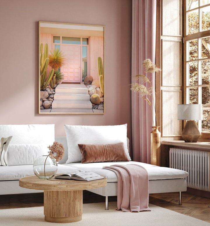 Stylish interior featuring PINK MID-CENTURY, BEACH PAINTINGS by Philippe Hugonnard, adding elegance to any space.