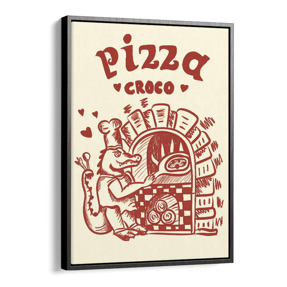 Pizza Croco by Studio Dolci Kitchen Posters in Black Floater Frame