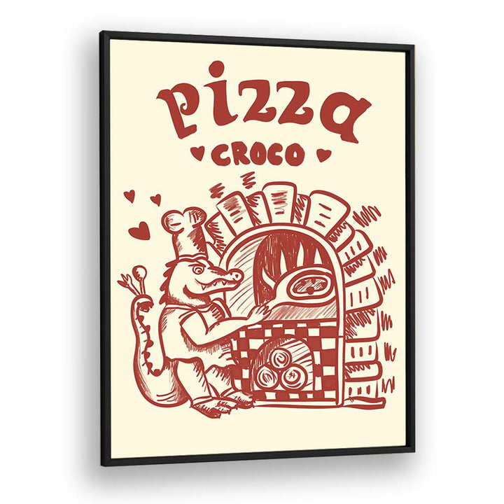 Pizza Croco by Studio Dolci Kitchen Posters in Black Plain Frame