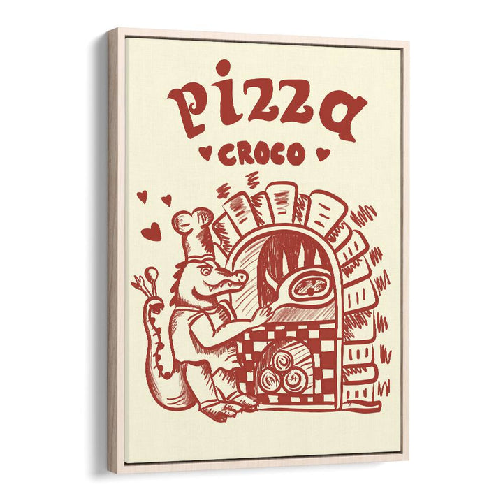 Pizza Croco by Studio Dolci Kitchen Posters in Oak Wood Floater Frame