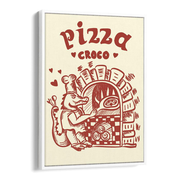 Pizza Croco by Studio Dolci Kitchen Posters in White Floater Frame