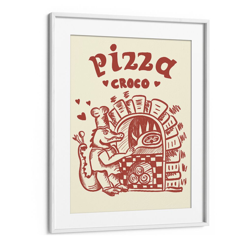 Pizza Croco by Studio Dolci Kitchen Posters in White Frame With Mount