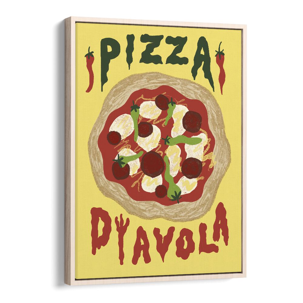 Pizza Dyavola by Studio Dolci Kitchen Posters in Oak Wood Floater Frame